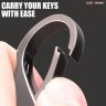 Allextreme ZB-8788 Metal Belt Hook Locking Keychain Heavy Duty Keyring with 2 rings for Car Bike (Pack of 1, Grey)