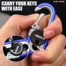 Allextreme 3746A Oval Design Belt Hook Locking Stainless Steel Keychain Heavy Duty Keyring with 2 rings for Car Bike (Pack of 1, Blue)