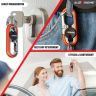 Allextreme 3746A-1N Oval Design Belt Hook Locking Stainless Steel Keychain Heavy Duty Keyring with 2 rings for Car Bike (Pack of 1, Orange)