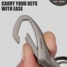 Allextreme ZB-197 Metal Twisted Design Belt Hook Locking Keychain Heavy Duty Keyring with 2 rings for Car Bike (Pack of 1, Grey)