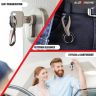 Allextreme ZB-197 Metal Twisted Design Belt Hook Locking Keychain Heavy Duty Keyring with 2 rings for Car Bike (Pack of 1, Grey)
