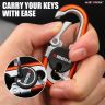 Allextreme 3746A-1 Oval Design Belt Hook Locking Stainless Steel Keychain Heavy Duty Keyring with 2 rings for Car Bike (Pack of 1, Orange)