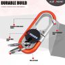 Allextreme 3746A-1 Oval Design Belt Hook Locking Stainless Steel Keychain Heavy Duty Keyring with 2 rings for Car Bike (Pack of 1, Orange)