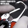 Allextreme 35775A_1 Belt Hook Locking Keychain Stainless Steel Heavy Duty Keyring with 2 rings for Car Bike (Pack of 1, Orange)