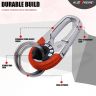 Allextreme 35775A_1 Belt Hook Locking Keychain Stainless Steel Heavy Duty Keyring with 2 rings for Car Bike (Pack of 1, Orange)