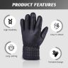 Allextreme Winter Riding Gloves Synthetic Leather Full Finger Warm Mittens for Motorbike Racing Biking Climbing Cold Weather Protection (L, Black)