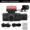 AllExtreme X13 2K 3 Channel Dash Cam 1440P Front 1080P Inside HD Loop Video Recording with 128 GB SD Card Night Vision (Black)