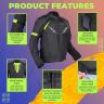 Allextreme WILDFIRE Bike Riding Jacket CE Level 2 Certified Armour Protector for Back Elbows Shoulders Mesh Fabric Motorcycle Gear (S, Black/Neon Green)