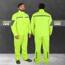 Allextreme Riding Jacket Rain Suit Cover with Pant PU Coated Polyester Fabric Waterproof Gear Rider Protection Raincoat Liner for Men (L & Full Sleeve, Neon Green)