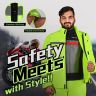 Allextreme Riding Jacket Rain Suit Cover with Pant PU Coated Polyester Fabric Waterproof Biker Rainwear with Full Sleeves for Men's Rider Protection Raincoat (M, Neon Green)