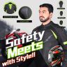 Allextreme WILDFIRE Bike Riding Jacket CE Level 2 Certified Armour Protector for Back Elbows Shoulders Mesh Fabric Motorcycle Gear (2XL, Black/Neon Green)