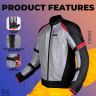 Allextreme SNOWSTORM Bike Riding Jacket CE Level 2 Certified Armour Protector Back Elbows Shoulders Protection Mesh Fabric Motorcycle Rider Gear for Bikers (3XL, Black & Red)