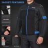 Allextreme TRIPPER Bike Riding Jacket Windproof Biker Mesh Fabric Armour Back Elbows Shoulders Protection Racer Motorcycle Gear Protector for Men (2XL, Blue & Black)