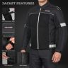 Allextreme TRIPPER Bike Riding Jacket Windproof Biker Mesh Fabric Armour Back Elbows Shoulders Protection Racer Motorcycle Gear Protector for Men (XL, Grey & Black)