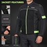 Allextreme TRIPPER Bike Riding Jacket Windproof Biker Mesh Fabric Armour Back Elbows Shoulders Protection Racer Motorcycle Gear Protector for Men (3XL, Neon Green & Black)