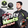 Allextreme WILDFIRE Bike Riding Jacket CE Level 2 Certified Armour Protector Back Elbows Shoulders Protection Mesh Fabric Motorcycle Rider Gear for Bikers (4XL, Black/Neon Green)