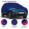 Allextreme PU9002 100% Waterproof Car Body Cover Compatible for Tata Punch 3 Layers UV & Rain Protection Triple Stitched Full Bottom Elastic Grip with Mirror Pockets (Tiebond Blue)