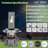 AllExtreme Upgraded H19/H4 350W LED Headlight Bulb for Cars IP68 Water-Resistant Super Bright 6000K/35000LM Conversion Kit with 3 Copper Tube Heat Conduction System (1 Year Warranty, Set of 2)