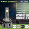 AllExtreme 9006 350W LED Headlight Bulb for Cars IP68 Water-Resistant Super Bright 6000K/35000LM Conversion Kit with 3 Copper Tube Heat Conduction System (1 Year Warranty, Set of 2)