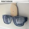 Allextreme PU Leather Sunglasses Holder Eyeglass Clip Spectacle Accessory Goggle Hanger for Car Sun Visor with Magnetic Clip (Beige, Pack of 1)