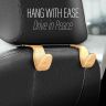 Allextreme Leather Car Storage Hanger Auto Backseat Headrest Organizer Hook for Grocery Bags Umbrella Clothes Purses Cap Universal Holder (Beige, Pack of 1)