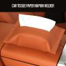 Allextreme Tissue Paper Napkin Holder Wipes Case Dispenser Bag Luxury PU Leather Back Seat Tissue Holder for Car Travel Home Office (Brown, Pack of 1)