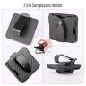 Allextreme 2 in 1 Sunglasses Holder for Car 360 Degree Rotation Universal Fit Sun Visor Clip Fastener Accessories with Carbon Fiber Finish and Ticket Card Holder Slot (Black)