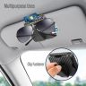 Allextreme 2 in 1 Sunglasses Holder for Car 360 Degree Rotation Universal Fit Sun Visor Clip Fastener Accessories with Carbon Fiber Finish and Ticket Card Holder Slot (Black)