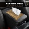 Allextreme Tissue Paper Napkin Holder Wipes Case Dispenser Bag Luxury PU Leather Back Seat Tissue Holder for Car Travel Home Office-Beige