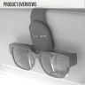 Allextreme PU Leather Sunglasses Holder Eyeglass Clip Spectacle Accessory Goggle Hanger for Car Sun Visor with Magnetic Clip (Gray, Pack of 1)