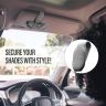 Allextreme PU Leather Sunglasses Holder Eyeglass Clip Spectacle Accessory Goggle Hanger for Car Sun Visor with Magnetic Clip (Gray, Pack of 1)