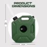 Allextreme 5L Jerry Can 1.3 Gallon Temperature Resistant UTV Gas Cans with Spout System and Lock Antistatic Portable Fuel Container for Bike ATV Car (Green, Pack of 1)