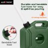 Allextreme 5L Jerry Can 1.3 Gallon Temperature Resistant UTV Gas Cans with Spout System and Lock Antistatic Portable Fuel Container for Bike ATV Car (Green, Pack of 1)