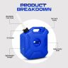 Allextreme 5L Jerry Can 1.3 Gallon Temperature Resistant UTV Gas Cans with Spout System and Lock Antistatic Portable Fuel Container for Bike ATV Car (Blue, Pack of 1)