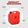 Allextreme 5L Jerry Can 1.3 Gallon Temperature Resistant UTV Gas Cans with Spout System and Lock Antistatic Portable Fuel Container for Bike ATV Car (Red, Pack of 1)