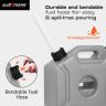Allextreme 5L Jerry Can 1.3 Gallon Temperature Resistant UTV Gas Cans with Spout System and Lock Antistatic Portable Fuel Container for Bike ATV Car (Silver, Pack of 1)