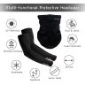 Allextreme Arm Sleeves and Neck Gaiter Combo Hand UV Protection Cover & Bandana Face Mask Set for Men Women Cycling Biking Outdoor Use (1 Pair Arm Sleeves & Neck Gaiter-Black)