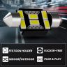 AllExtreme EXT101A 6 LED Universal Interior Parking Light Super Bright Pilot License Plate Dome Indicator Lamp Bulb Festoon Lights for Car Motorcycle and Bike (3W,White, 2pcs)
