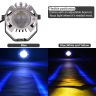 Allextreme 25W LED Fog Light 2500Lm High Brightness DC 9-85V 3 Color Temperature Spotlights Universal Headlight For All Car Bike Motorcycle Scooty (1Pc, Blue & Yellow)