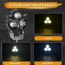 Allextreme LED Fog Lamp Three Eyes Owl Shape 30W 9-85V DC Power 6000 Lm High Brightness Projector Lights with Mounting Bracket Universal Fit for All Cars and Bikes (Warm White/Yellow, Pack of 1)