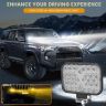 Allextreme 64W LED Fog Lamp 9-85V DC Power 7000 Lm High Brightness Bar Lights External Spotlight with Mounting Bracket Universal Fit for All Cars and Bikes (Yellow/Warm White, Pack of 1)