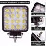 Allextreme CYT 16 LED Square Focus Beam Light 48W 12V DC Waterproof Fog Pod Driving Spot Head Lamp Off-Roading Lights Universal For All Bikes and Cars (Set of 1)