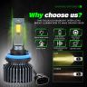 Allextreme Hyperdrive H8/H11 200W LED Headlight Conversion Kit 22000LM Ultra Bright Beam IP68 Waterproof Fog Light Chip 4300K Easy Install Car Headlamp Bulbs for Automobiles (2Pcs, Warm Yellow)