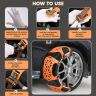 Allextreme 14” Anti-Slip Car Tyre Chain Universal Emergency 13 Nail Anti-Skid Belt Snow & Off-Roading Traction Parts with Storage Bag Chain Hooks and Gloves for Cars SUV Bike (Orange, Set of 6)
