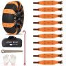 AllExtreme 14.5” Anti-Slip Car Tyre Chain Universal Emergency 5 Nail Anti-Skid Belt Snow & Off-Roading Traction Parts with Storage Bag Chain Hooks and Gloves for Cars SUV Bike (Orange, Pack of 10)