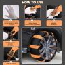 AllExtreme 14.5” Anti-Slip Car Tyre Chain Universal Emergency 5 Nail Anti-Skid Belt Snow & Off-Roading Traction Parts with Storage Bag Chain Hooks and Gloves for Cars SUV Bike (Orange, Pack of 10)