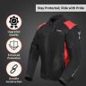 Allextreme FLAWLESS Unisex Riding Jacket CE Level 2 Certified Mesh Fabric Back Shoulder & Elbow Protection Guard and Reflective Stickers Motorcycle Rider Gear for Bikers (XXL, Red & Black)