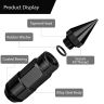 AllExtreme M12x1.5mm Wheel Nuts Close End Steel Aluminum Alloy Extended Lug Nut Set with Spike & Key for Cars Wheels Tyres (20Pcs, Black Colour)