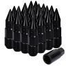 AllExtreme M12x1.5mm Wheel Nuts Close End Steel Aluminum Alloy Extended Lug Nut Set with Spike & Key for Cars Wheels Tyres (20Pcs, Black Colour)