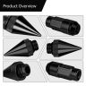 AllExtreme M12x1.5mm Wheel Nuts Close End Steel Aluminum Alloy Extended Lug Nut Set with Spike & Key for Cars Wheels Tyres (20Pcs, Black Colour)